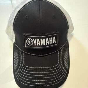 Yamaha Trucker Hat Black White Mesh Snapback Adjustable Cap NWOT